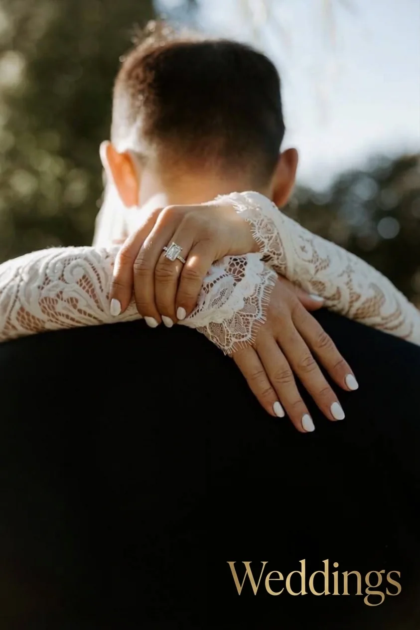 Close-up embrace of a couple, Weddings